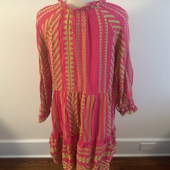Maeve By Anthropologie Dominique Tunic Dress Pink Yellow Bright Small Petite - Picture 6 of 12